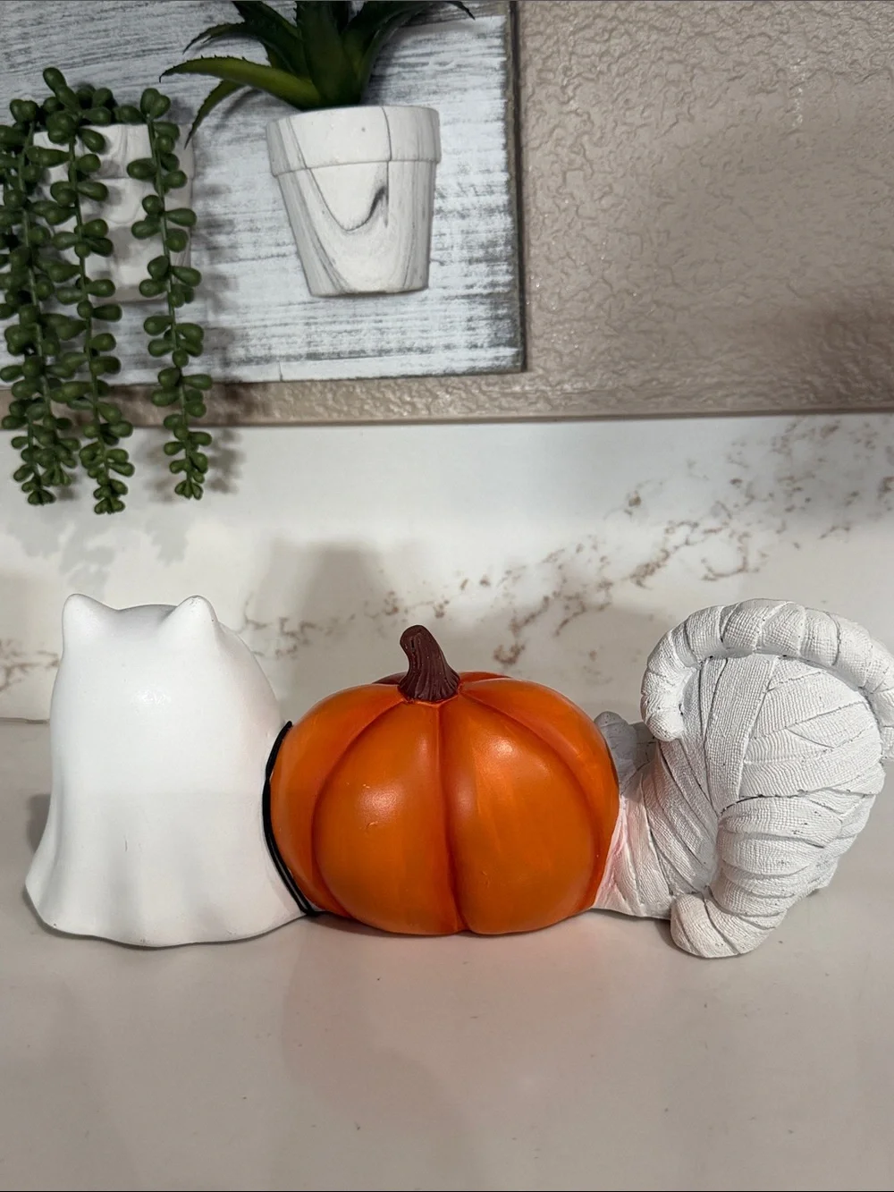 Halloween Decor Cat Ghost, Cat Mummy with LED Pumpkin by Goblin & Ghoul
